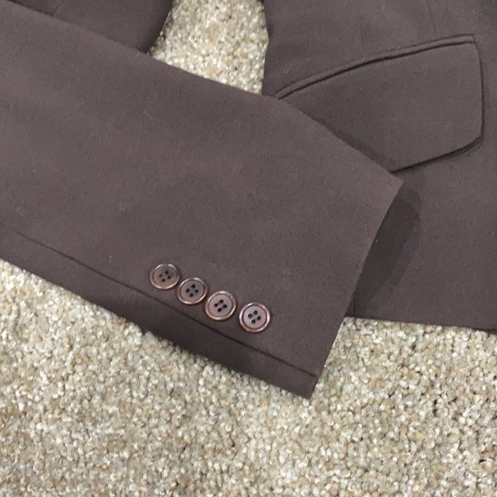 BCBG MAXAZRIA Tuxedo Blazer Brown Tailored Crop Size Small Stretch Lined - Picture 8 of 12